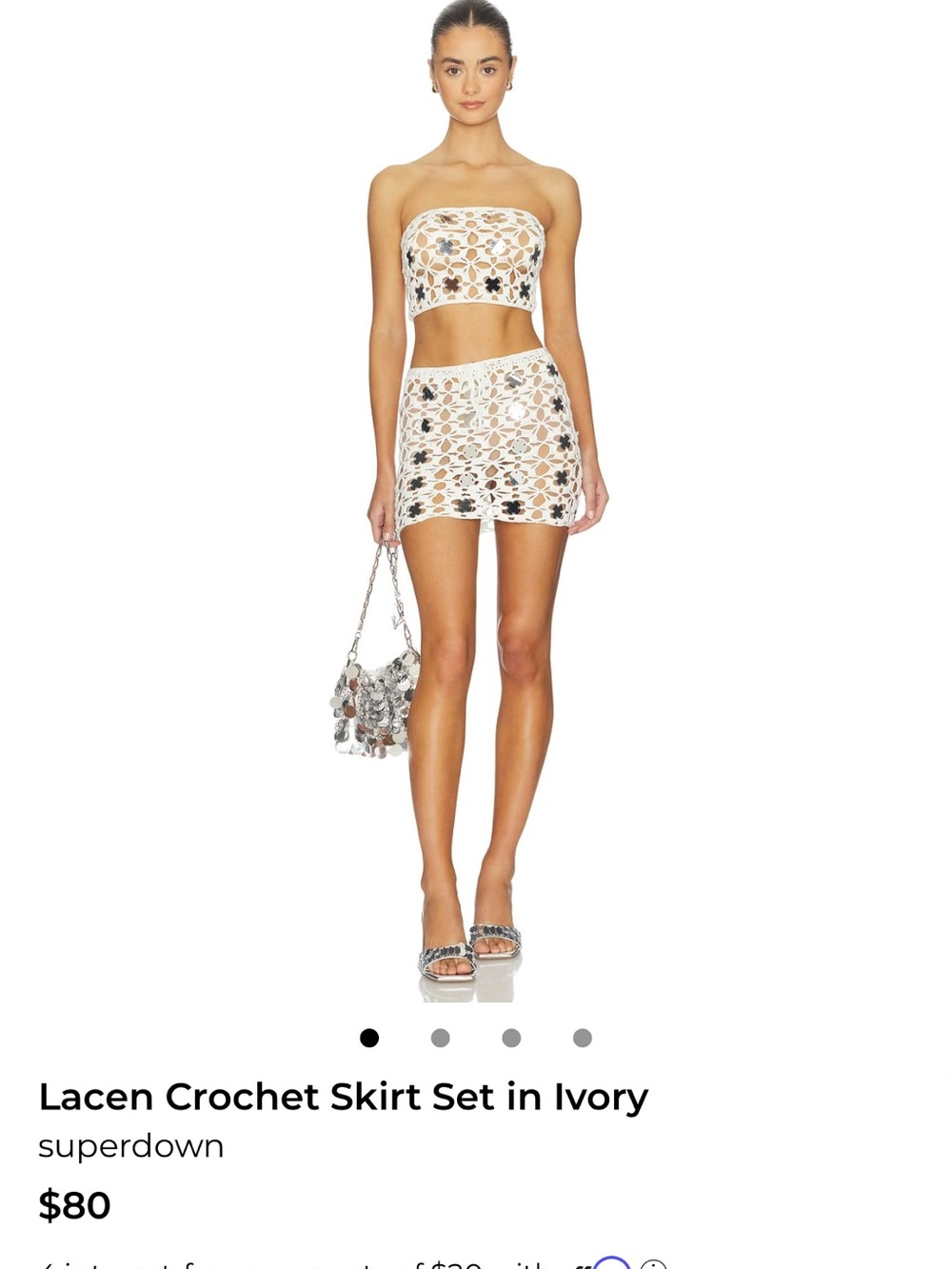 superdown Ivory Crochet Tube Top & Mini Skirt Set
